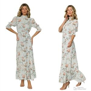 Baltic Born Marie Blue and Pink Ruffled Tiered Sundress